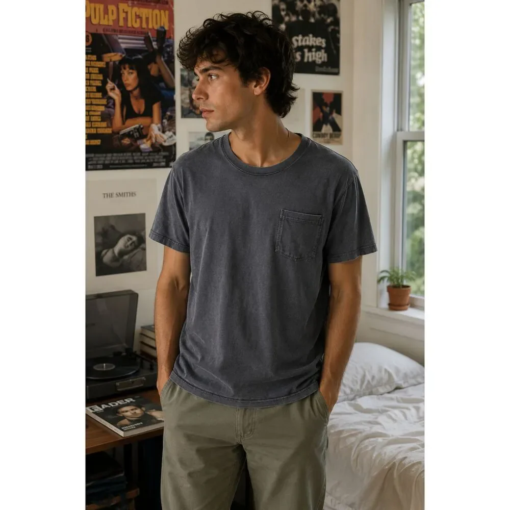 Vintage J. CREW Blue Gray T Shirt Tee Top  Mens Size Medium